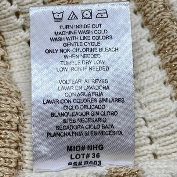 French Connection Sleeveless Sweater Women's XL Ivory Gold Stripe Knit Vest NWT - Picture 3 of 7